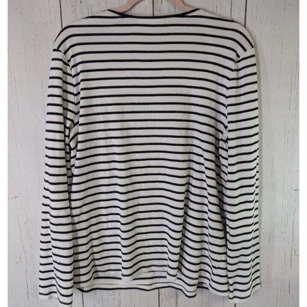 Charter Club Size XXL Black White Stripe Pima Cotton Long Sleeve Womens Top - Picture 8 of 8